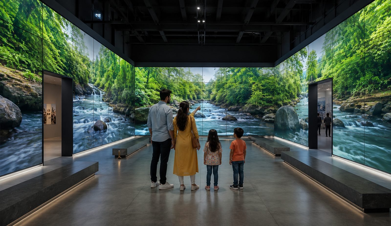 Immersive indoor LED video wall in a museum gallery